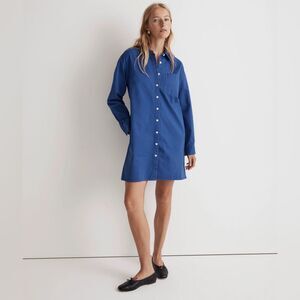 Madewell NWT Mini Shirtdress in (Re)generative Chino Size Medium in Bluestone